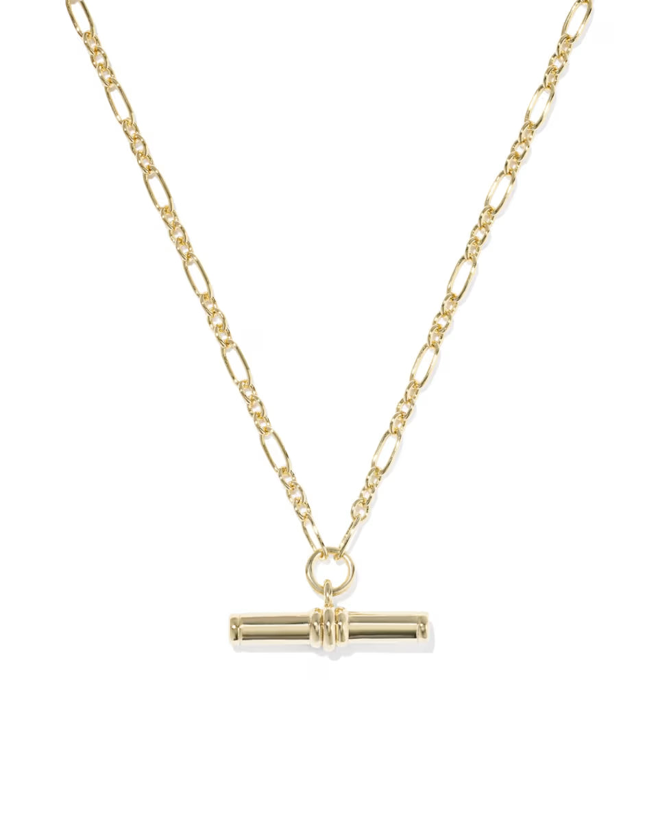 Bree Vintage Gold Metal T Bar Short Pendant Necklace