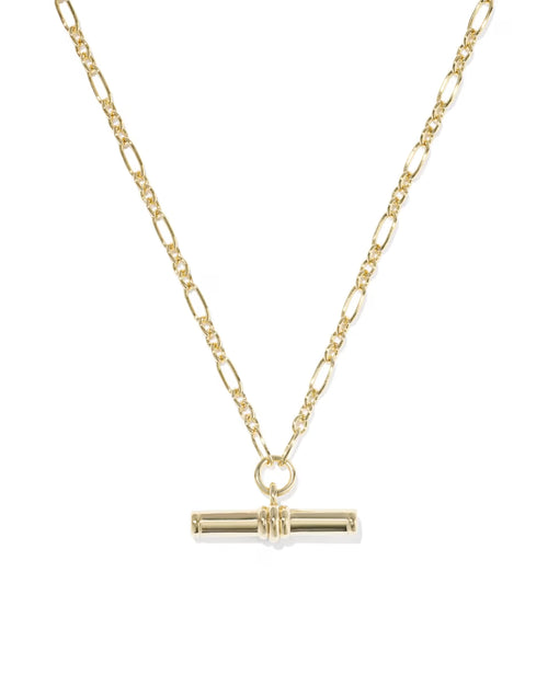 Bree Vintage Gold Metal T Bar Short Pendant Necklace