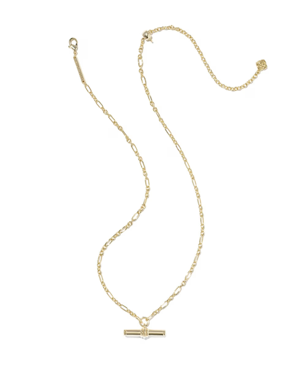 Bree Vintage Gold Metal T Bar Short Pendant Necklace