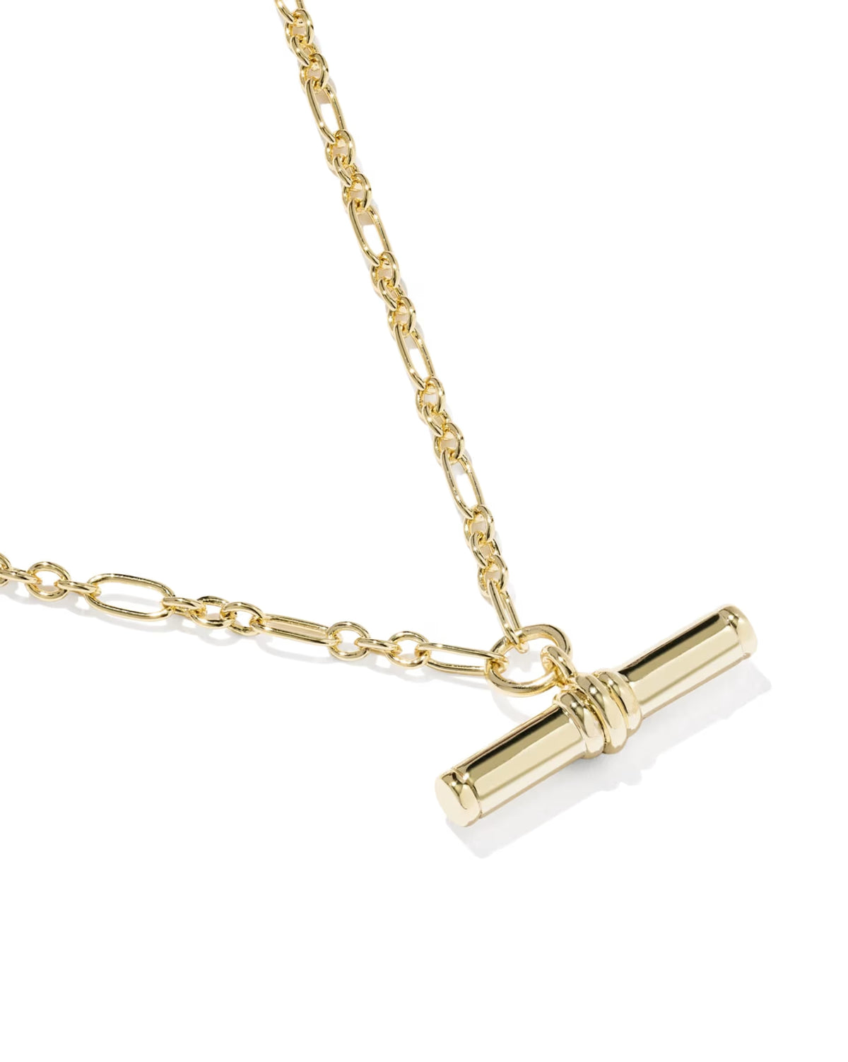 Bree Vintage Gold Metal T Bar Short Pendant Necklace