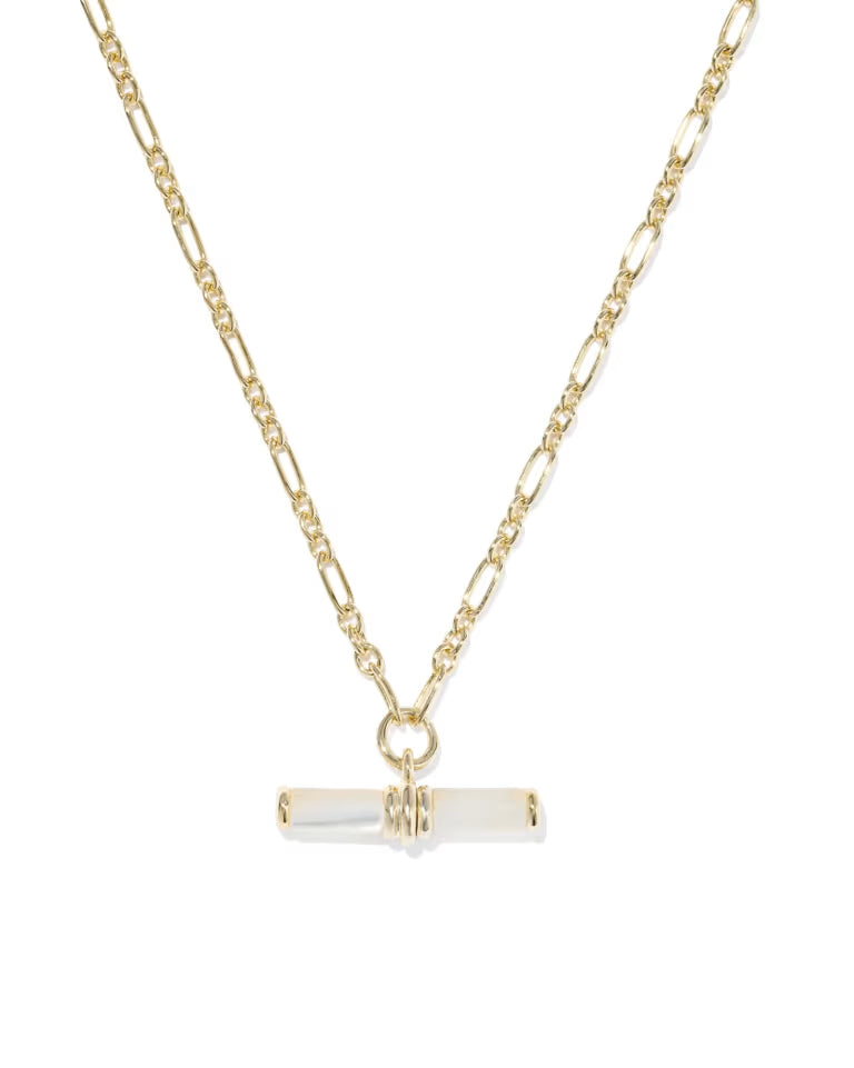 Bree Gold Beaded T Bar Short Pendant Necklace