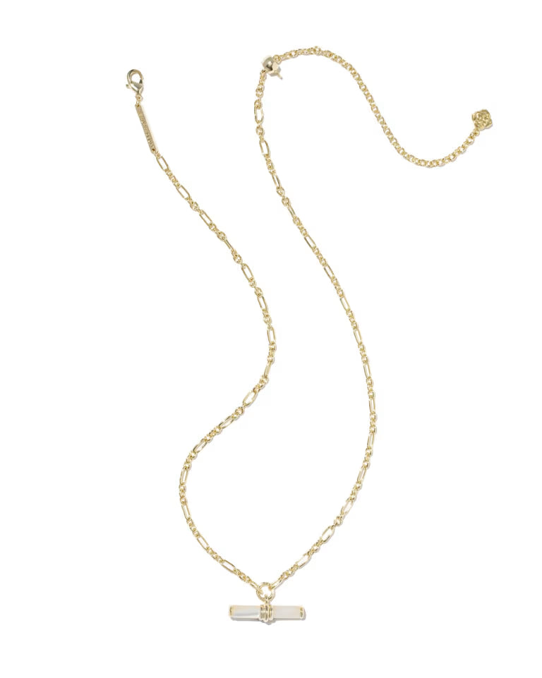 Bree Gold Beaded T Bar Short Pendant Necklace