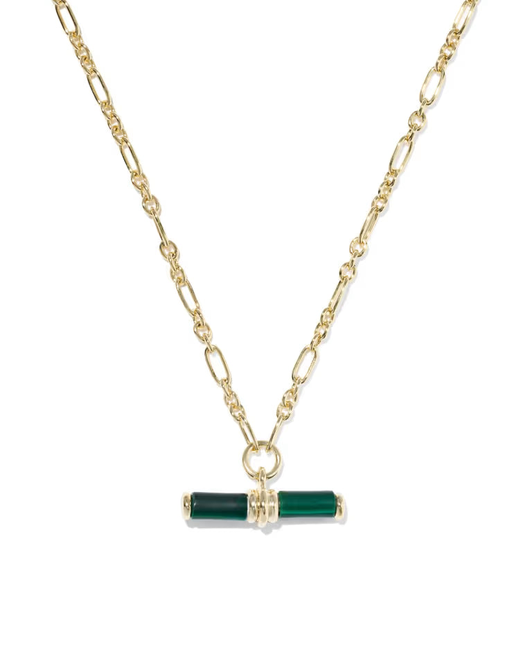 Bree Gold Beaded T Bar Short Pendant Necklace