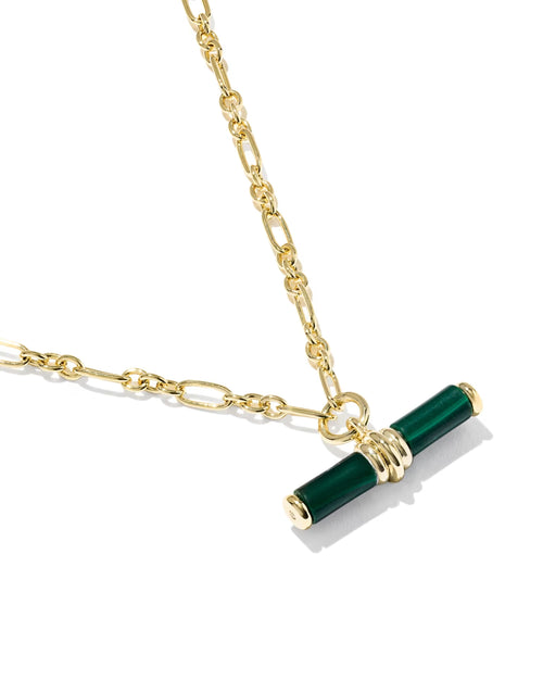 Bree Gold Beaded T Bar Short Pendant Necklace