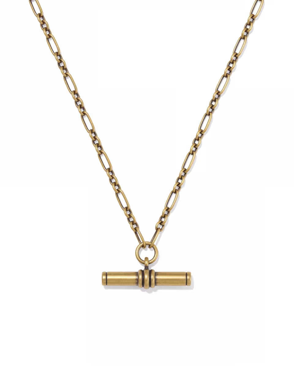 Bree Vintage Gold Metal T Bar Short Pendant Necklace