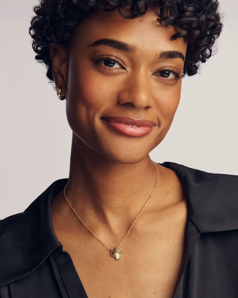 Mushroom Gold Short Pendant Necklace