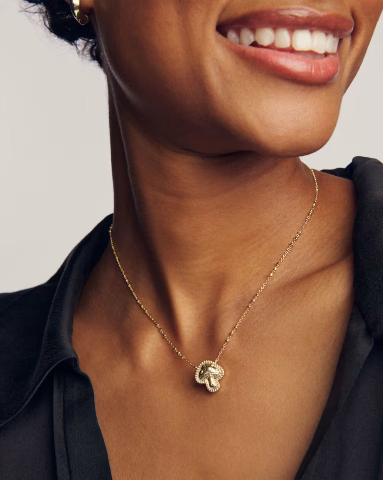 Mushroom Gold Short Pendant Necklace