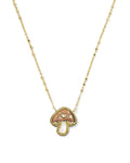 Mushroom Gold Short Pendant Necklace