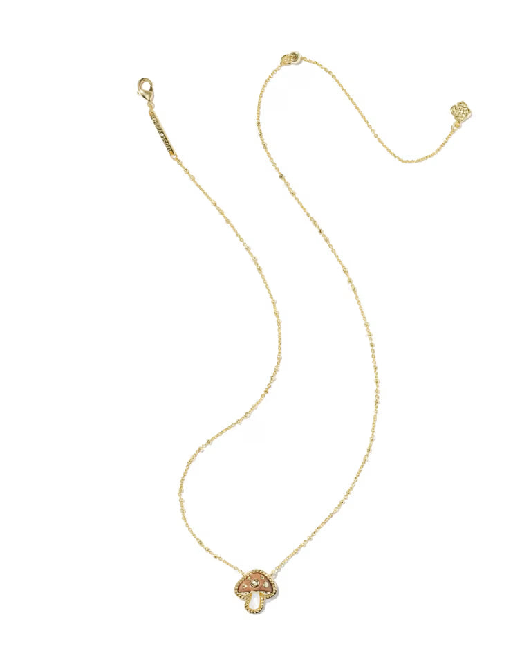 Mushroom Gold Short Pendant Necklace
