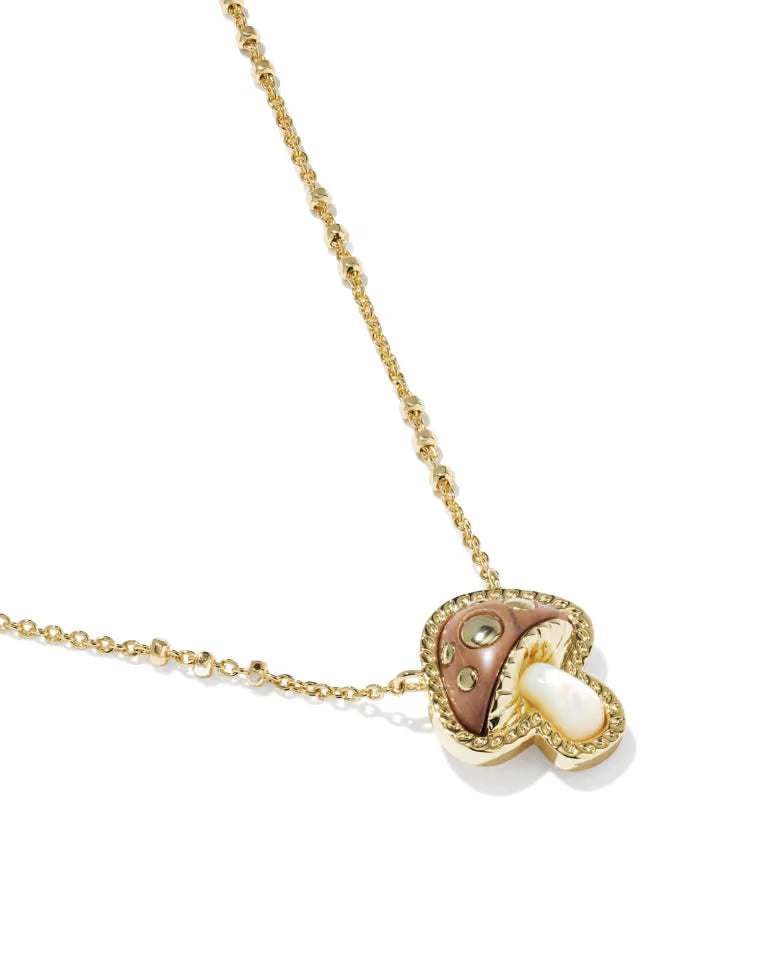 Mushroom Gold Short Pendant Necklace