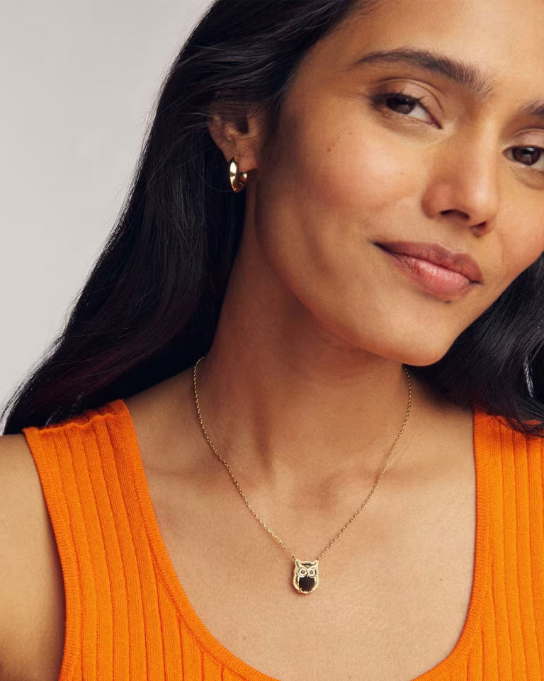 Owl Gold Short Pendant Necklace