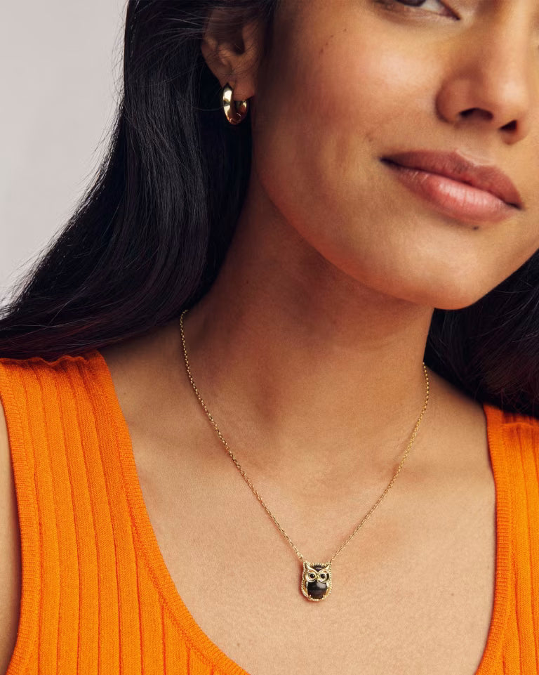 Owl Gold Short Pendant Necklace