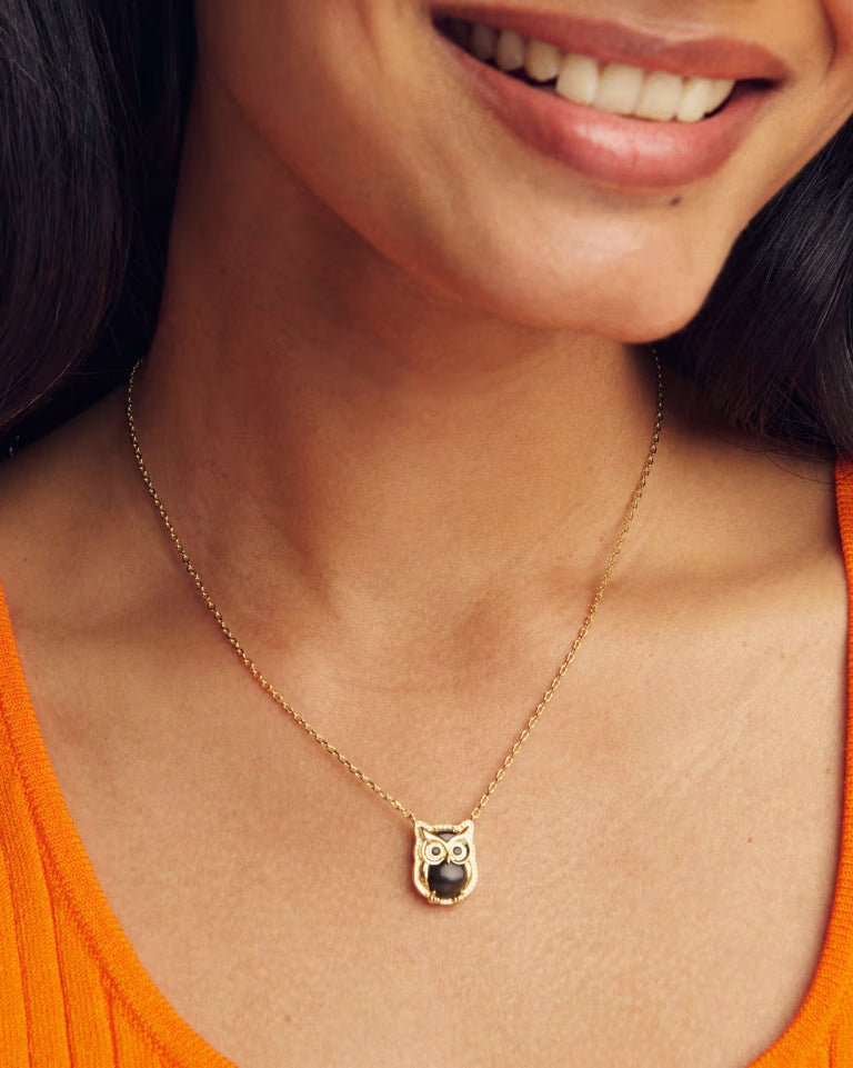 Owl Gold Short Pendant Necklace